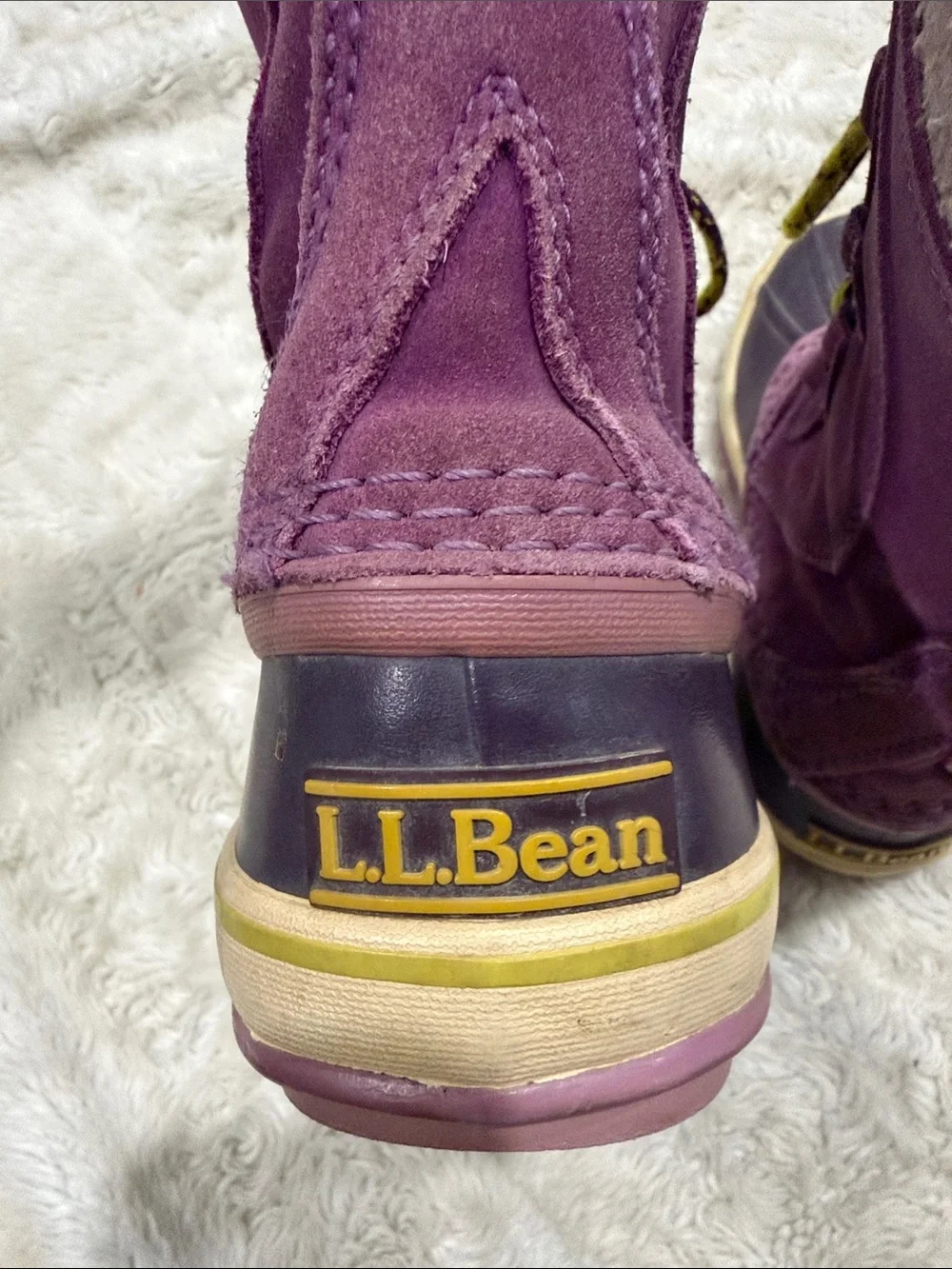 L.L. Bean Purple Kids Snow Boots with Yellow Accent Laces Kids Girls Size 1